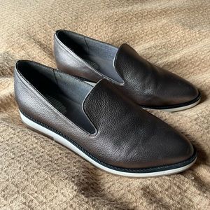 Metallic leather loafers